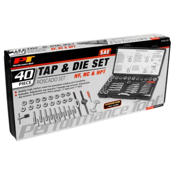 Performance Tool Metal SAE Tap and Die Set 40 pc W4001DB